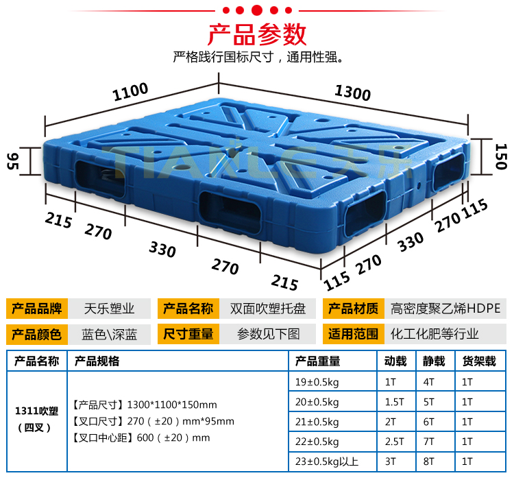 <b>1311雙面吹塑塑料托盤(pán)</b>